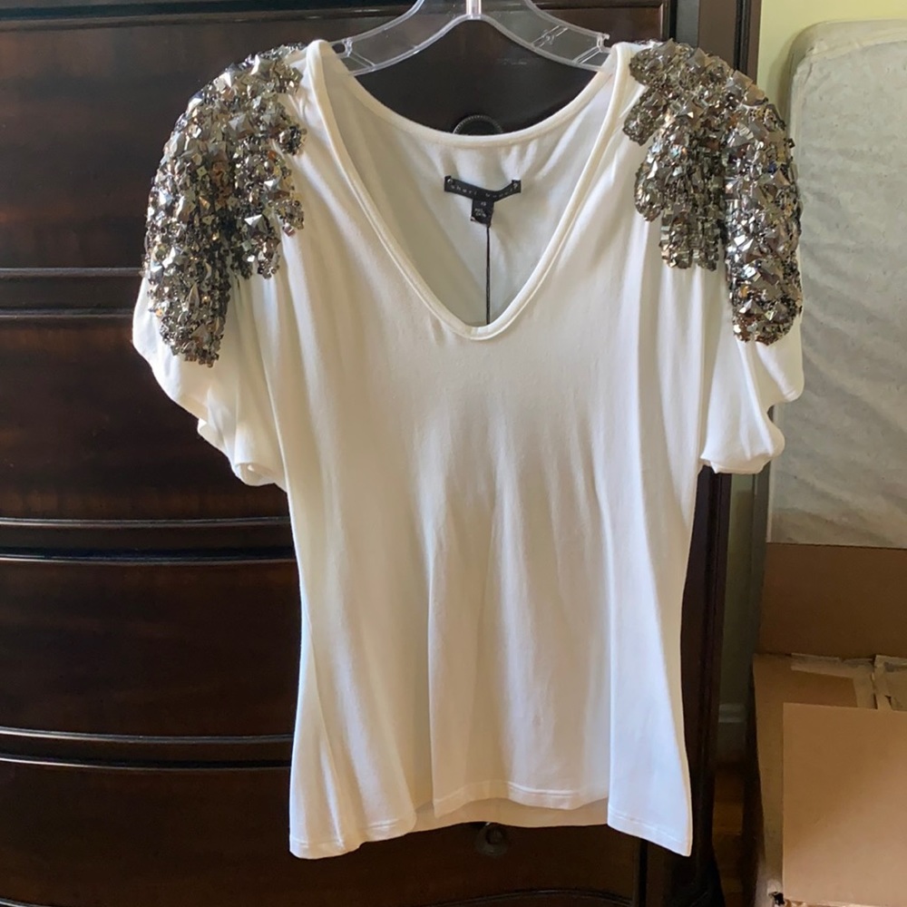 XS Sheri bodell hand beaded white tee